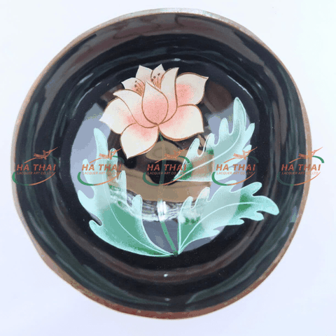 Lotus Flower Lacquer Coconut Bowl - CB07
