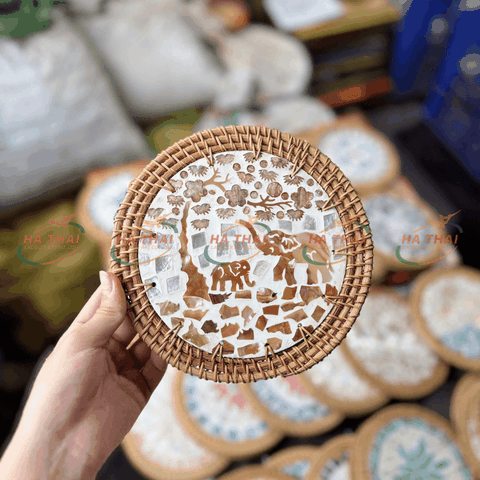 Mother of Pearl Coaster with Two Elephants (MPC13)