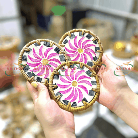 Pink Swirl Flower Mother-of-Pearl Coaster - HC15