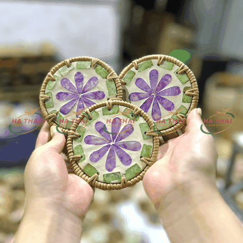 Purple Flower Mother-of-Pearl Coaster - HC08