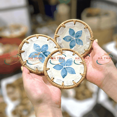 Blue Flower Mother-of-Pearl Coaster - HC09