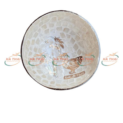 Mauritius Dodo & Palm Inlay Coconut Bowl - MCB06
