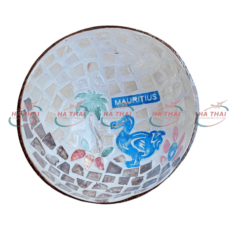 Mauritius Tropical Scene and Dodo Duck Inlaid Mother-of-Pearl Decor Bowl - MCB11
