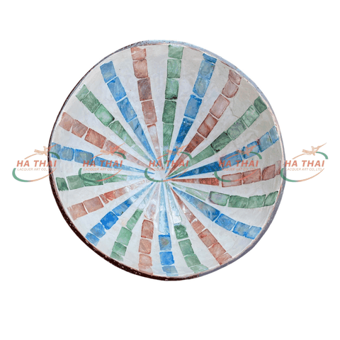 Colorful Rays Inlaid Mother-of-Pearl Coconut Bowl - MCB15