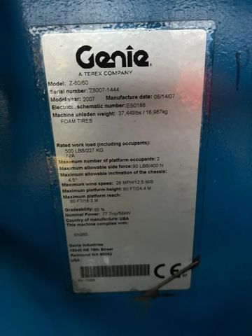 XE NÂNG NGƯỜI GENIE Z-80/60 – 2007