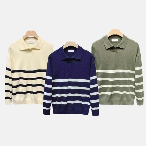 Áo Len Nam Cổ Polo Phối Kẻ Ngang DYACI Kiểu Dáng Sweater Phong Cách Hàn Quốc AL67