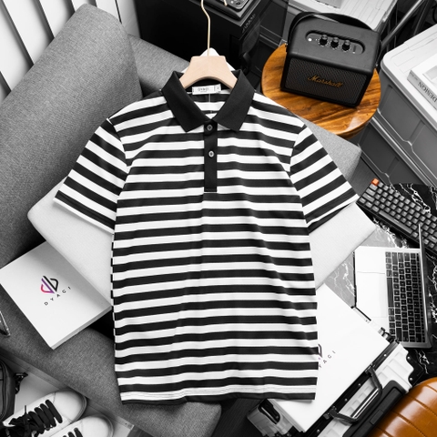 Áo Polo Kẻ To Cổ Bẻ Cộc Tay DYACI Hoạ Tiết Kẻ Ngang To Kiểu Dang Trẻ Trung Phong Cách Hàn Quốc Ngắn Tay Menswear DA004