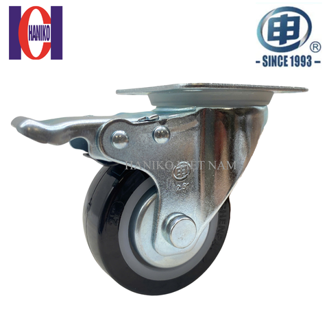 Bánh xe shenpai PU 65 xoay khóa có nắp 15A07-1011