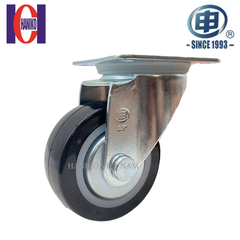 Bánh xe shenpai PU 65 xoay có nắp 15A06-1011