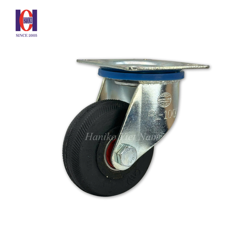 Bánh xe cao su khía phi 100 xoay