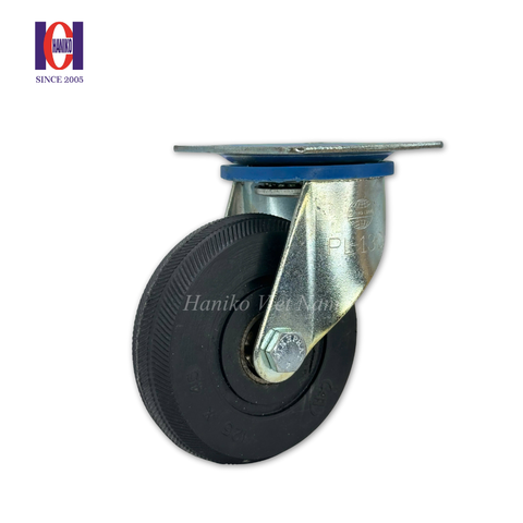 Bánh xe cao su khía phi 125 xoay