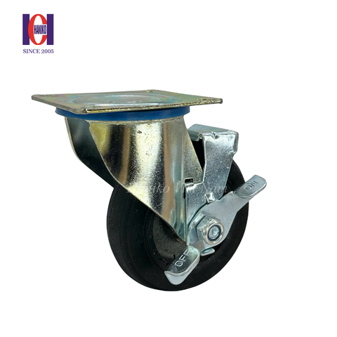 Bánh xe cao su khía phi 150 xoay khóa