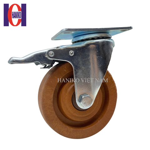 Bánh xe chịu nhiệt nâu phi 100x32 xoay khóa