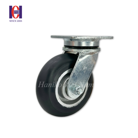 Bánh xe PU đen cốt nhôm siêu tải phi 150 xoay