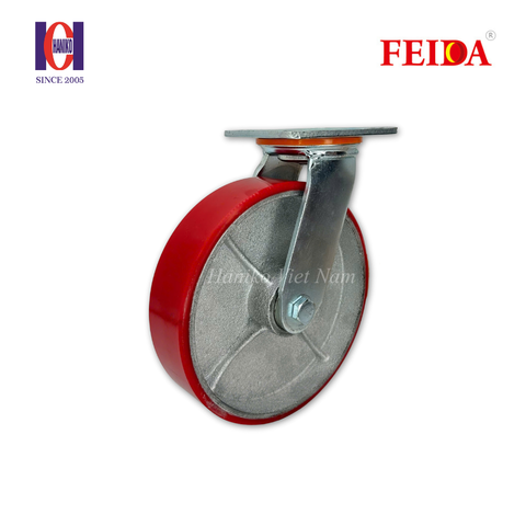 Bánh xe feida PU đỏ phi 200 xoay