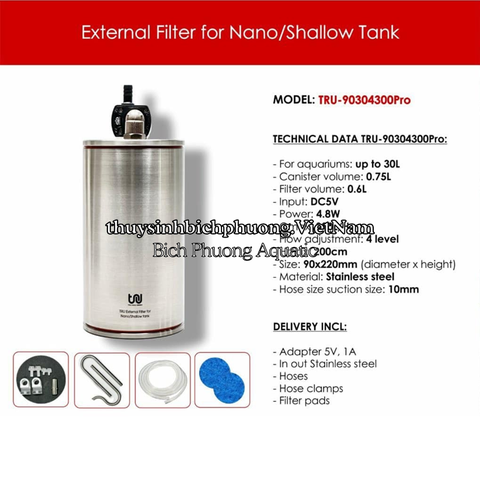 TRU INOX EXTERNAL FILTER INOX 304 NANO - LỌC THÙNG MINI
