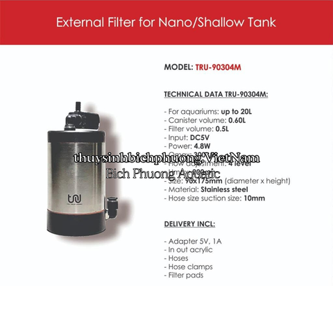 TRU INOX EXTERNAL FILTER INOX 304 NANO - LỌC THÙNG MINI