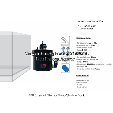 LỌC THÙNG MINI TRU PVC NANO EXTERNAL FILTER