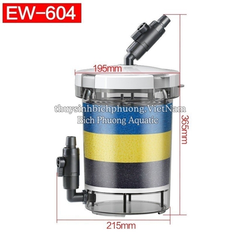 SUNSUN EW-602|603|604 -  LỌC PHỤ TRONG SUỐT CHO HỒ CÁ THỦY SINH