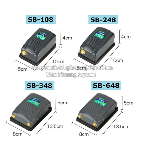 SOBO SB-108 | 248 | 348 | 648 – MÁY BƠM SỦI TẠO OXY CHO HỒ CÁ THỦY SINH (TẶNG DÂY + SỦI)