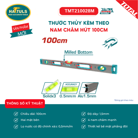 Thước thủy kèm theo nam châm hút 100cm - TMT210028M