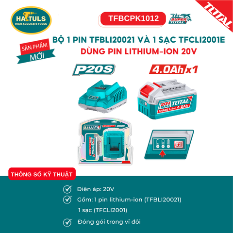 Bộ 1 pin TFBLI20021 và 1 sạc TFCLI2001E dùng pin Lithium-Ion 20V - TFBCPK1012