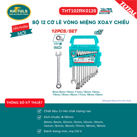 Bộ 12 cờ lê vòng miệng xoay chiều - THT102RK0126