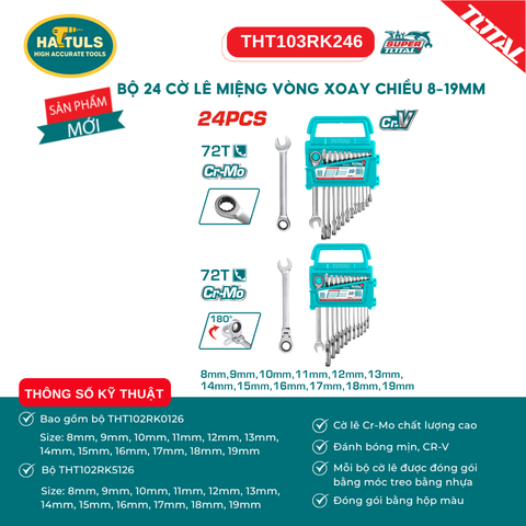 Bộ 24 cờ lê miệng vòng xoay chiều 8-19mm - THT103RK246