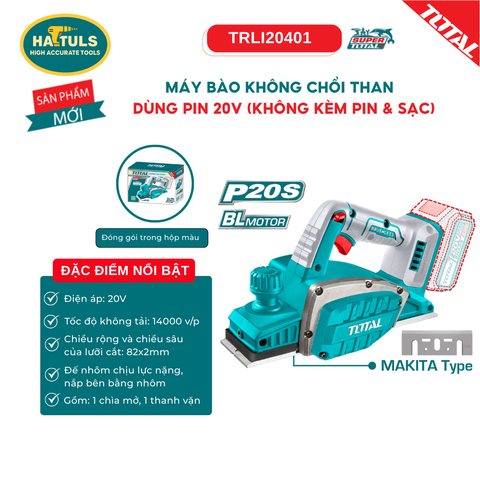 Máy bào không chổi than dùng pin 20V (không kèm pin & sạc) - TRLI20401