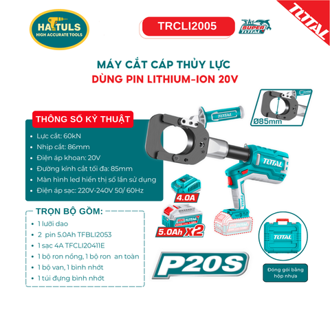 Máy cắt cáp thủy lực dùng pin Lithium-Ion 20V - TRCLI2005