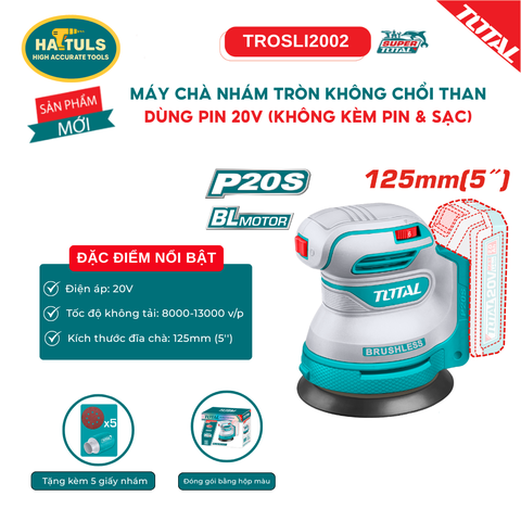 Máy chà nhám tròn không chổi than dùng pin 20V (không kèm pin & sạc) - TROSLI2002