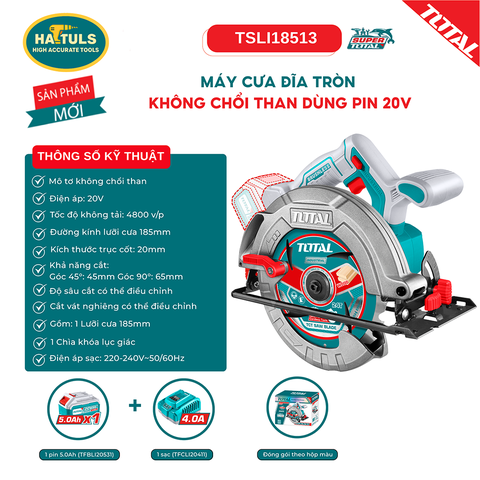 Máy cưa đĩa tròn không chổi than dùng pin 20V - TSLI18513