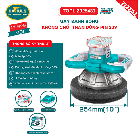 Máy đánh bóng không chổi than dùng pin 20V - TOPLI2025481