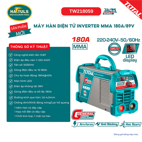 Máy hàn điện tử Inverter MMA 180A/ 89V - TW218059