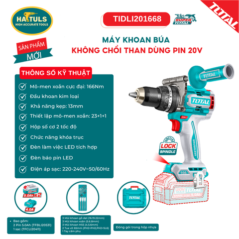 Máy khoan búa không chổi than dùng pin 20V - TIDLI201668