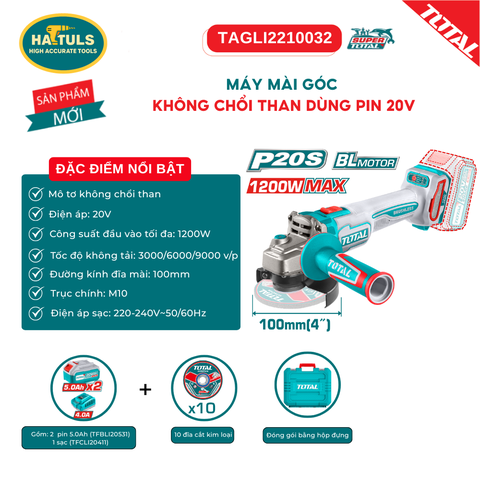Máy mài góc không chổi than dùng pin 20V - TAGLI2210032