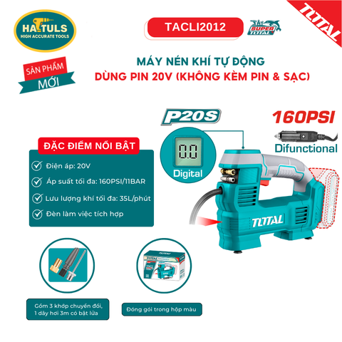 Máy nén khí tự động dùng pin 20V (không kèm pin & sạc) - TACLI2012