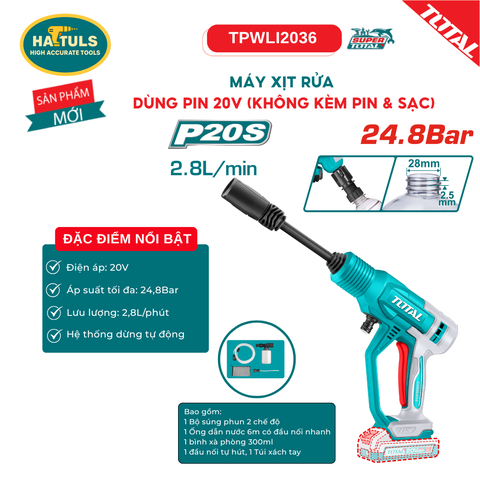 Máy xịt rửa dùng pin 20V (không kèm pin & sạc) - TPWLI2036