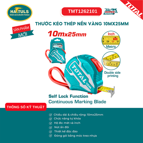 Thước kéo thép nền vàng 10mx25mm - TMT1262101