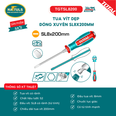 Tua vít dẹp đóng xuyên SL8x200mm - TGTSL8200