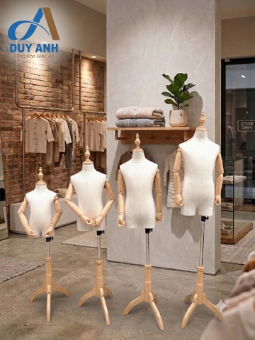 Manocanh Trẻ Em Tay Gỗ Tự Nhiên Cao Cấp – Đủ Kích Thước Từ 1 Đến 10 Tuổi (Chân Gỗ, Chóp Gỗ Đẹp)