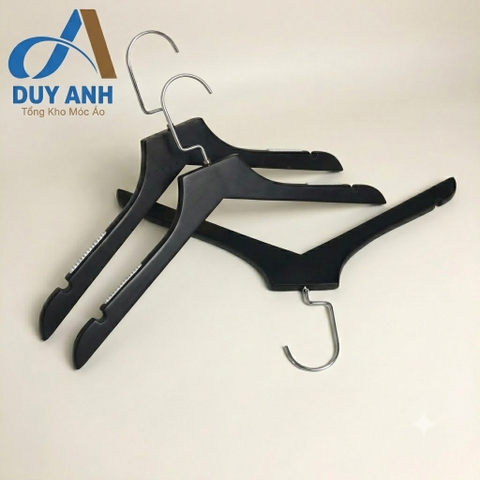 Móc Áo Gỗ Nữ - Đen Bằng - Đầu Mạ Vàng