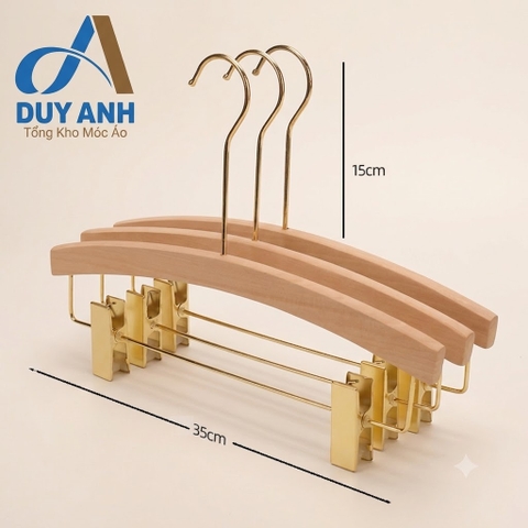 Kẹp Quần Gỗ Mộc Cao Cấp - Kẹp Cung Mạ Vàng