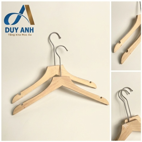 Móc Áo Gỗ Nữ - Mộc Bằng - Đầu Mạ Crom Bạc
