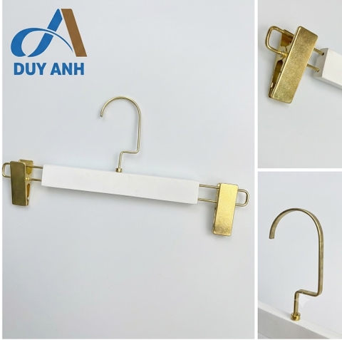 Kẹp Quần Gỗ Trắng Cao Cấp - Kẹp Mạ Vàng