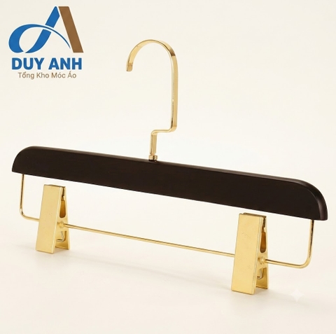 Kẹp Quần Gỗ Đen Cao Cấp - Kẹp Ngang Mạ Vàng