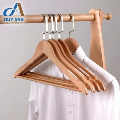 Móc Áo Gỗ Nam Nữ 44cm Cao Cấp Có Thanh Ngang - Đệm