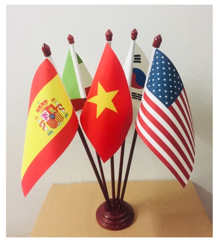 Cờ để bàn - 5 Nước - Đế Gỗ - Cờ tùy chọn