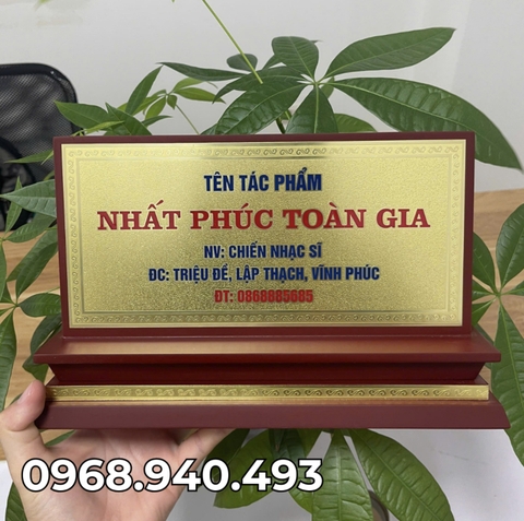 Biển Chức Danh Tam Cấp Gỗ Đồng 02 Mặt 15x30cm