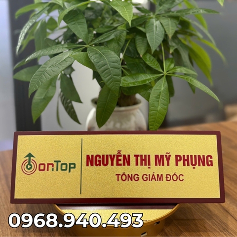 Biển Chức Danh Khối Tam Giác Gỗ Đồng 02 Mặt 10x30cm